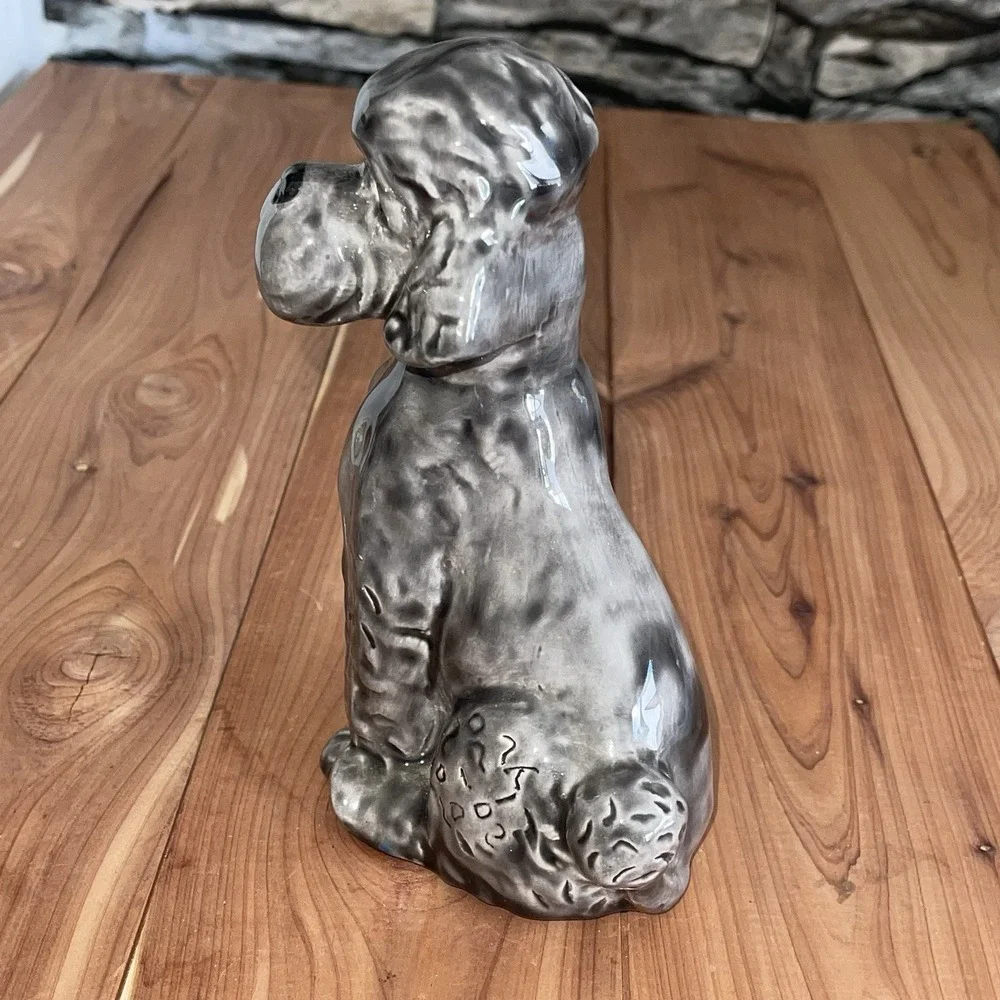 Vintage 1970s Gray Ceramic Noodle Poodle Dog 6.5